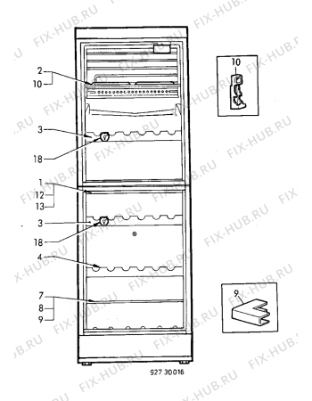 Взрыв-схема холодильника Electrolux ER3814C - Схема узла Internal parts